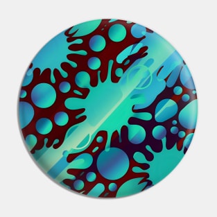 Blue & Teal Abstract Tye Dye Splash Graphic Art Pin