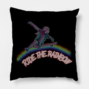 Ride the rainbow, skater girl Pillow