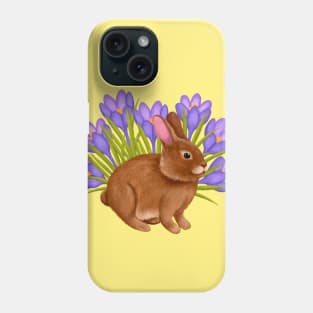 Bunny In The Crocus Flower Field Phone Case