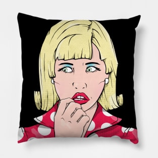 Worried Woman Pop Art Pillow