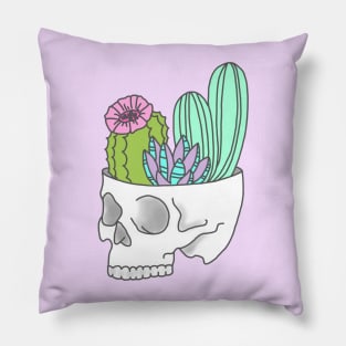 Skull succulent feminist skeleton cactus southwest girly tumblr pastel print Pillow