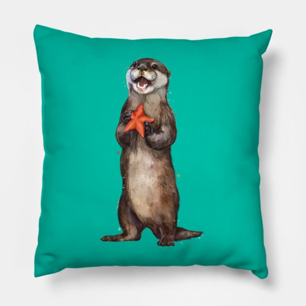 Otterly delighted Otter Pillow by LauraGraves