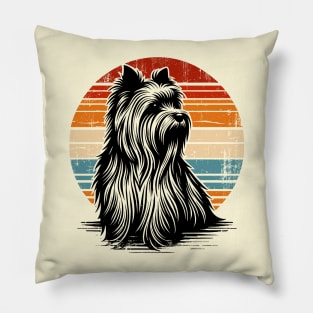 Vintage Retro Yorkshire Terrier Distressed Dog Pillow