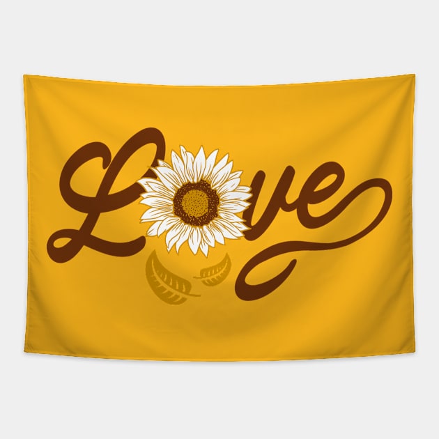 Love. Christian religious quotes. Yellow sunflower motivational. Perfect present for mom mother dad father friend him or her Tapestry by SerenityByAlex