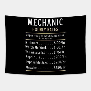 Sarcastic Mechanic Hourly Rates Tapestry