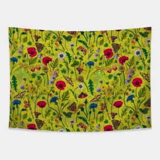 Wild flowers and moths Tapestry