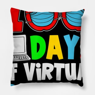 100 Days Of Virtual School, Funny 100th Day Of School 2021 Pillow