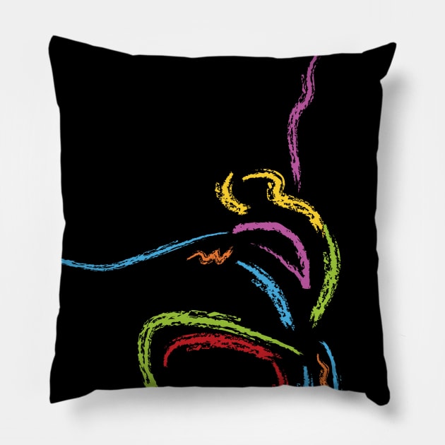 Colorful Dancer Paint Brush Style Pillow by jazzworldquest