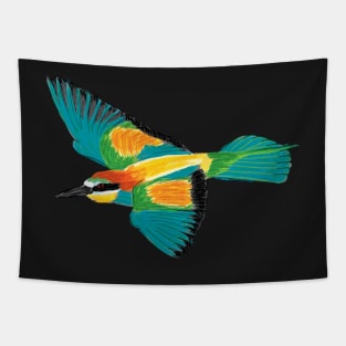 Nice Artwork showing an European Bee-Eater in Flight I Tapestry