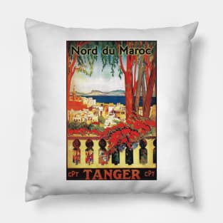 Moroccan Travel Poster: Tangier Pillow