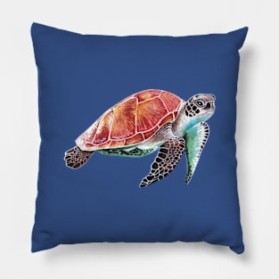 Turtle swimming solo in the ocean Pillow