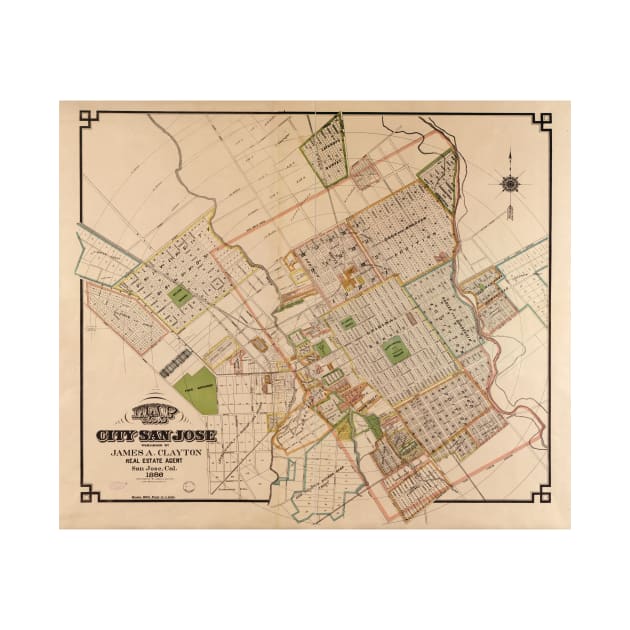 Vintage Map of San Jose California (1886) by Bravuramedia