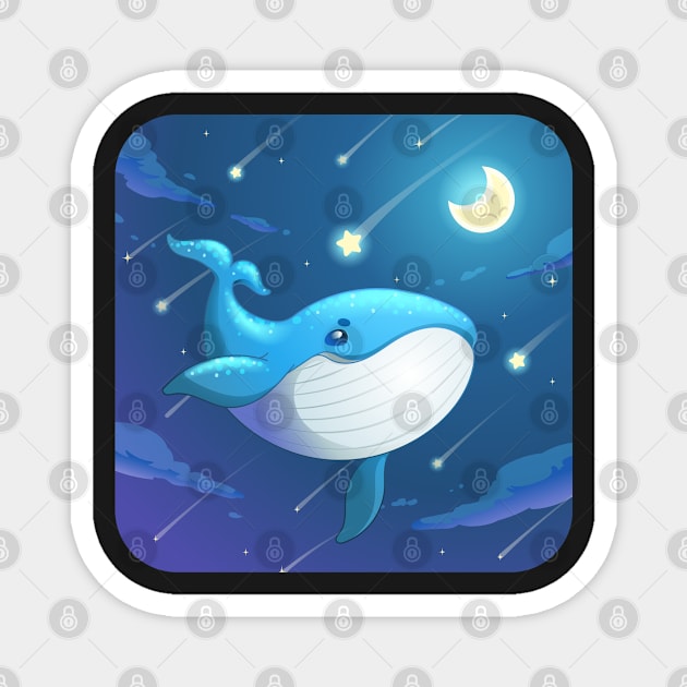 cute blue whale cartoon character design Magnet by tomodaging