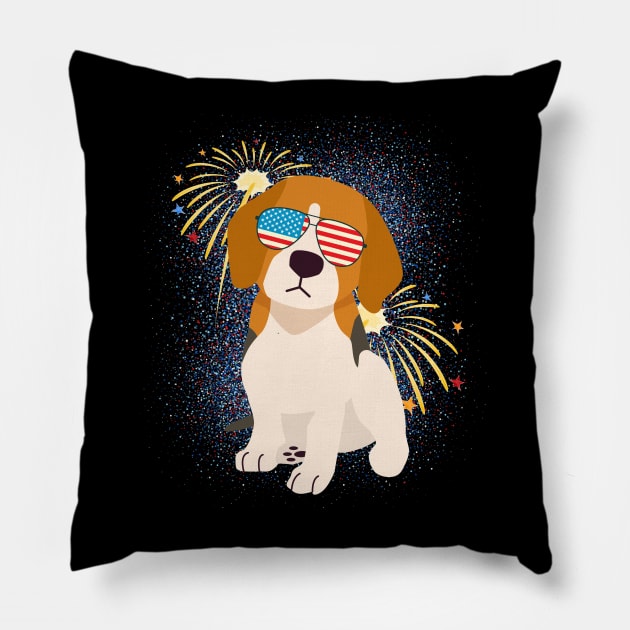 Cool Dog USA flag Patriotic 4th July independence day coolest shirt for july forth Pillow by BoogieCreates