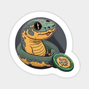 Kawaii Anaconda Snake With a Crypto Coin Magnet