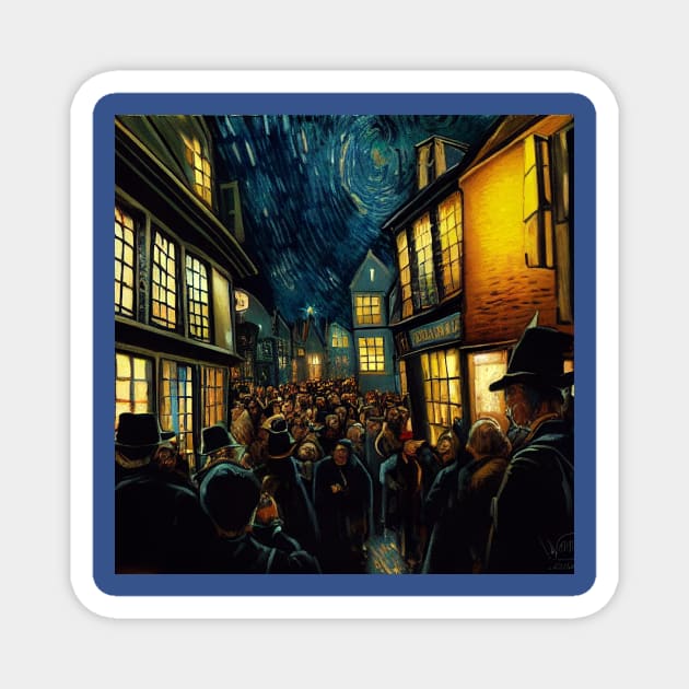 Starry Night in Diagon Alley Magnet by Grassroots Green