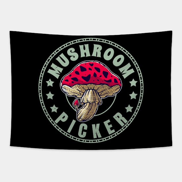 Mushroom Picker Hobby Picking Mushrooms Tapestry by Foxxy Merch