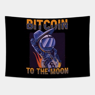 Bitcoin To The Moon Funny Crypto Pun Astronaut Funny Bitcoin Gift Tapestry