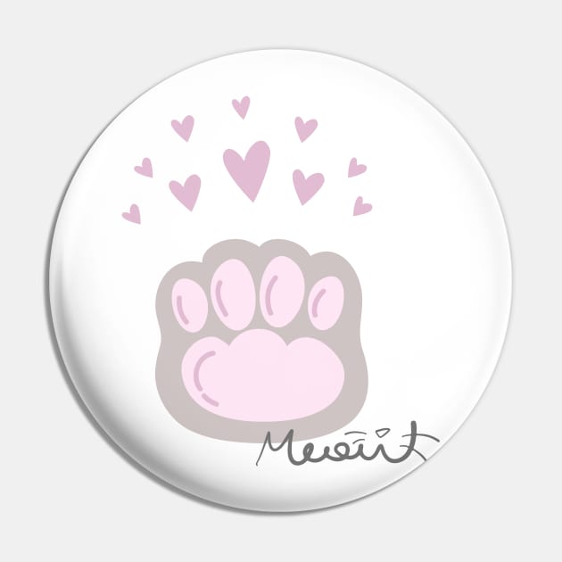 Pink Kitty Cat Paw and Hearts MEAU! Pin by Rightshirt