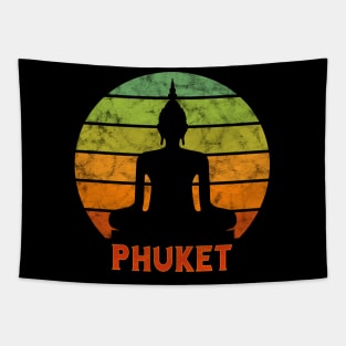 Phuket Buddha Silhouette On A Rainbow Of Colors Tapestry