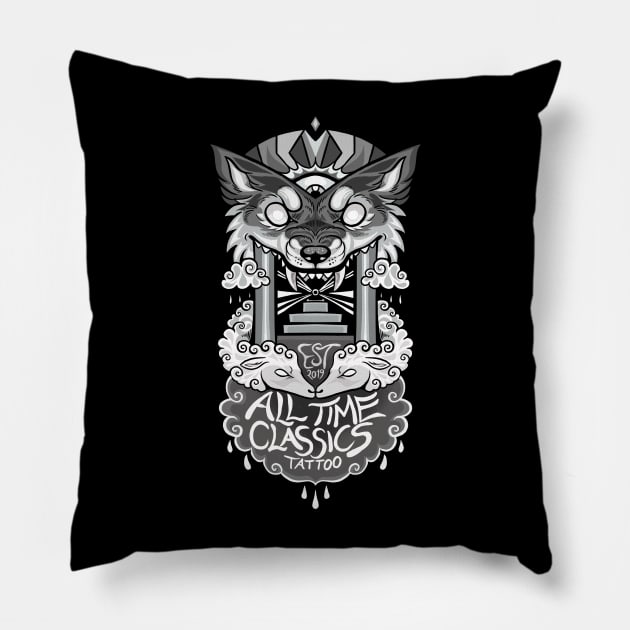 All Time Classics - Wolf Portal light border Pillow by Cari.boou