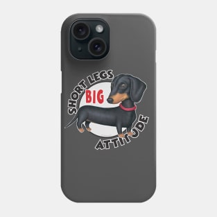 Awesome Doxie Dog posing with attitude on Black Dachshund with Red Collar Phone Case