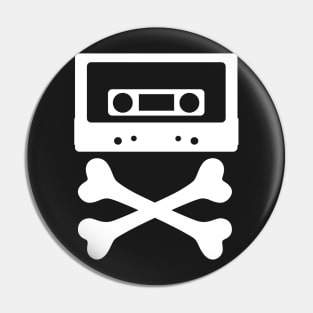 Cassette Tape and Crossbones Pin