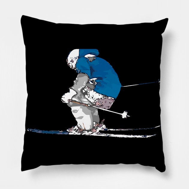 SKIING BEAUTIFUL DRAWING Pillow by ONSTROPHE DESIGNS