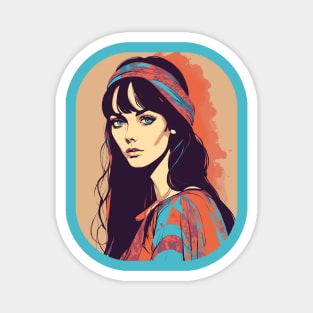 Fashion hippie girl blue eyes portrait Magnet