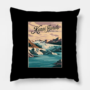 Retro Kenai Fjords National Park Pillow