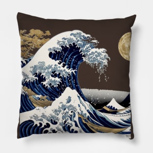 Aesthetic Japanese Art Wave Pillow