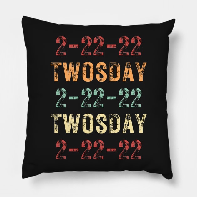 Twosday 2-22-22 Twosday 2-22-22 Retro Vintage / Funny Teachers Math 2sday 2-22-22 Quote Pillow by WassilArt