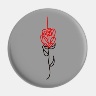 Red Rose Single Line Drawing Pin