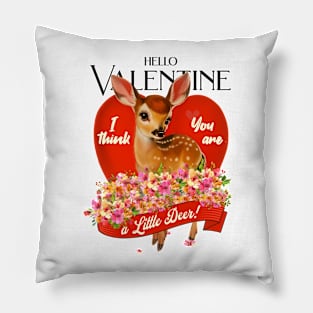 Adorable Deer Love: Retro Art, Cute Cartoon Baby Deer T-Shirt Pillow