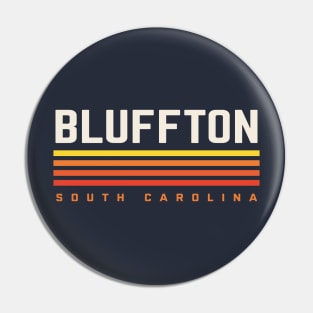 Bluffton South Carolina Retro Vintage Stripes Pin