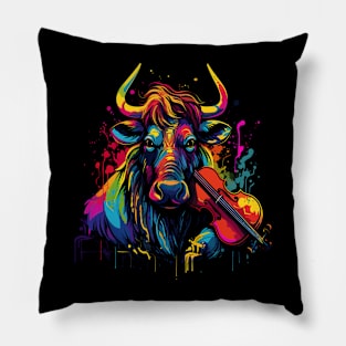 Wildebeest Playing Violin Pillow