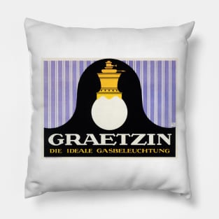 GRAETZIN The IDEAL GAS LAMP Lighting 1910 Vintage German Advertisement Art Pillow