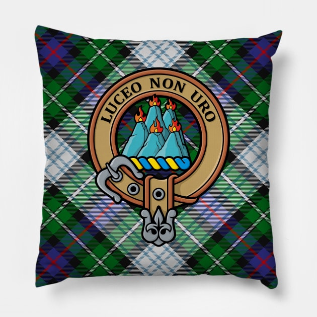 Clan MacKenzie Crest over Dress Tartan Pillow by sifis