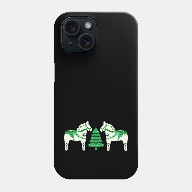 Christmas Dala Horse in green Phone Case by Jennifer Ladd