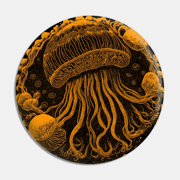 Retro Abstract Jellyfish Pin by Deniz Digital Ink