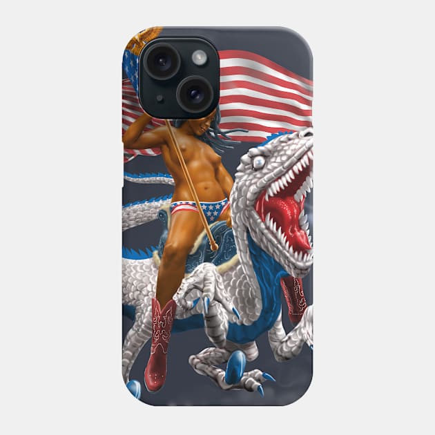 Rodeo Velociraptor or Patriosaur Phone Case by AyotaIllustration