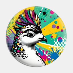 Pop Art Ptarmigan - Alpine Avian Fashion Statement Pin