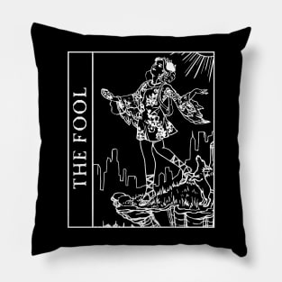 The Fool Tarot Card Black and White Pillow