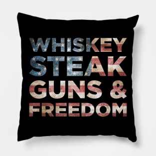 Patriotic Flag Gift Tee Whiskey Steak Guns Freedom Pillow
