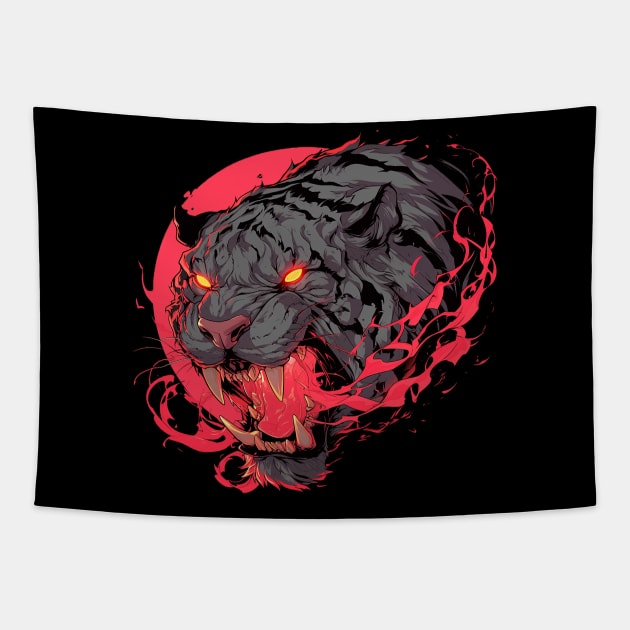 angry tiger Tapestry by peterdora