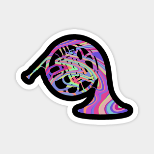 French Horn Silhouette: Rainbow Swirl Magnet