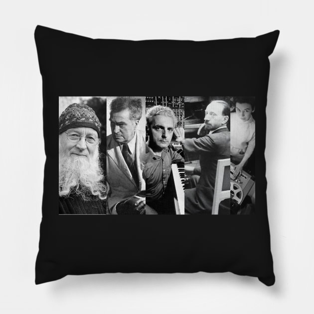 20th Century Avant Garde Composers Pillow by innerspaceboy