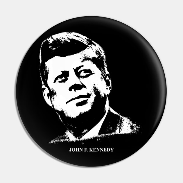 John F. Kennedy Portrait Pop Art Black Pin by phatvo