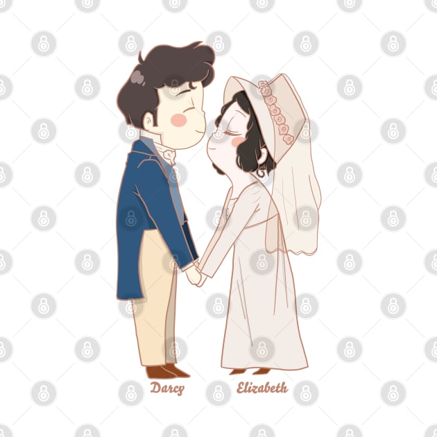 Pride and Prejudice Darcy and Elizabeth Wedding Illustration by MariOyama