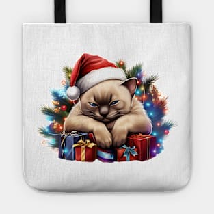 Lazy Tonkinese Cat At Christmas Tote